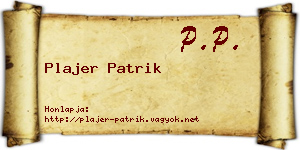 Plajer Patrik névjegykártya